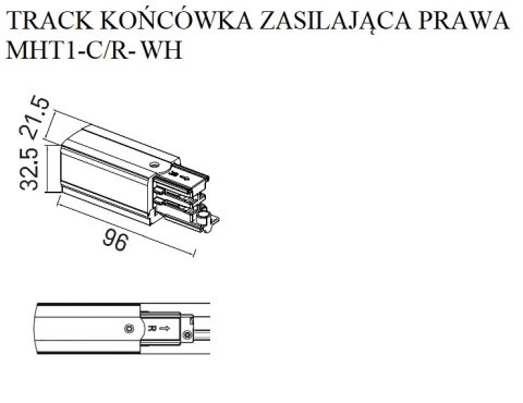 MAXLIGHT MHT1-C/R-WH TRACK KOŃCÓWKA ZASILAJĄCA prawa biała