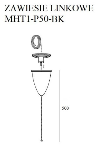 MAXLIGHT MHT1-P50-BK TRACK ZAWIESIE LINKOWE 5m czarne z regulacją bez uchwytu