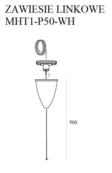 MAXLIGHT MHT1-P50-WH TRACK ZAWIESIE LINKOWE 5m białe z regulacją bez uchwytu