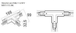 MAXLIGHT MHT1-T/L-BK TRACK ŁĄCZNIK T" lewy czarny"