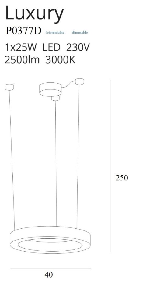 MAXLIGHT P0377D LAMPA WISZĄCA LUXURY 40 CM ZŁOTA ŚCIEMNIALNA MAXLIGHT P0377D LAMPA WISZĄCA LUXURY 40 CM ZŁOTA ŚCIEMNIALNA