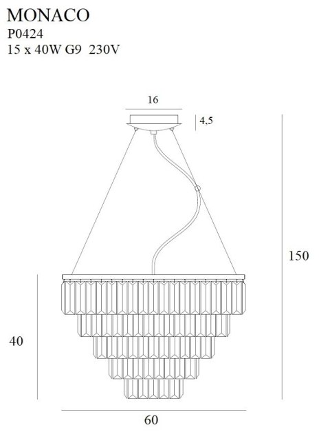 MAXLIGHT P0424 LAMPA WISZĄCA MONACO ZŁOTA Ø 60 cm MAXLIGHT P0424 LAMPA WISZĄCA MONACO ZŁOTA Ø 60 cm