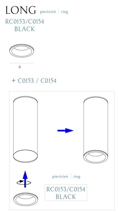 MAXLIGHT RC0153/C0154 BLACK PIERŚCIEŃ OZDOBNY CZARNY do LONG
