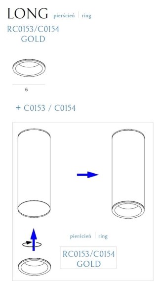 MAXLIGHT RC0153/C0154 GOLD PIERŚCIEŃ OZDOBNY ZŁOTY do LONG