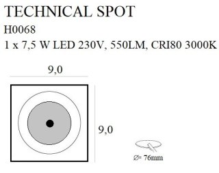 MAXLIGHT H0064 OPRAWA WPUSTOWA TECHNICAL SPOT 7,5W