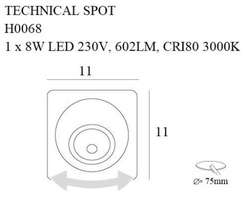 MAXLIGHT H0068 OPRAWA WPUSTOWA TECHNICAL SPOT 8W