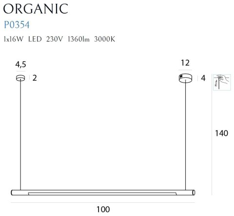 MAXLIGHT P0354 LAMPA WISZĄCA ORGANIC HORIZON 100CM CZARNA MAXLIGHT P0354 LAMPA WISZĄCA ORGANIC HORIZON 100CM CZARNA