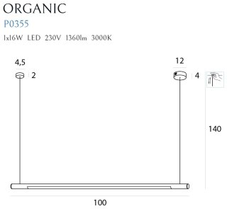 MAXLIGHT P0355 LAMPA WISZĄCA ORGANIC HORIZON 100CM CHROM
