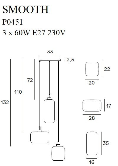 MAXLIGHT P0451 LAMPA WISZĄCA SMOOTH III MAXLIGHT P0451 LAMPA WISZĄCA SMOOTH III