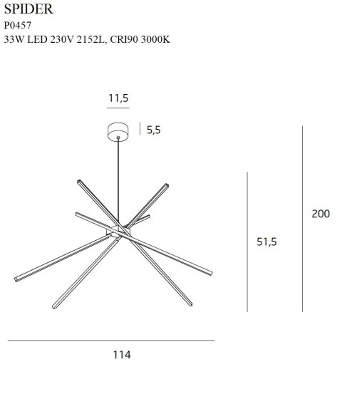 MAXLIGHT P0457 LAMPA WISZĄCA SPIDER ZŁOTA