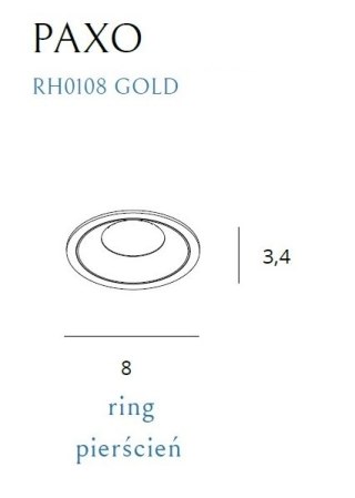 MAXLIGHT RH0108 GOLD PIERŚCIEŃ OZDOBNY do OPRAWY WPUSTOWEJ PAXO LED ZŁOTY