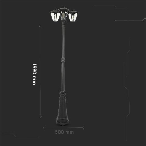 Latarnia Ogrodowa V-TAC 3XE27 1990mm IP44 Czarny VT-740