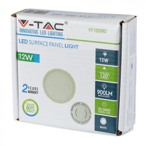 Panel LED Natynkowy V-TAC Premium 12W Okrągły VT-1205RD 4000K 900lm Panel LED Natynkowy V-TAC Premium 12W Okrągły VT-1205RD 4000K 900lm