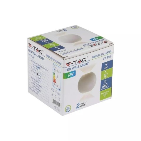 Kinkiet Ścienny V-TAC 6W LED Biały Okrągły IP65 VT-836 4000K 660lm