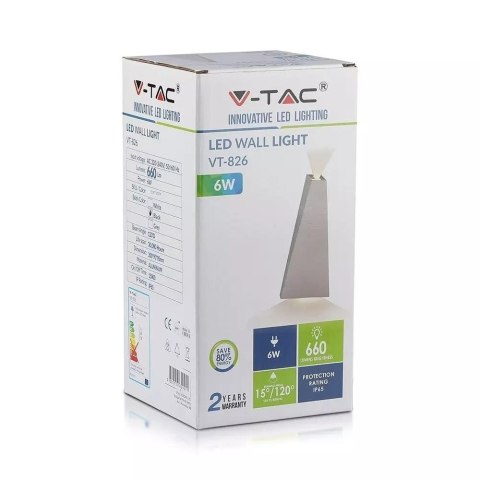 Kinkiet Ścienny V-TAC 6W LED Czarny IP65 VT-826 4000K 660lm