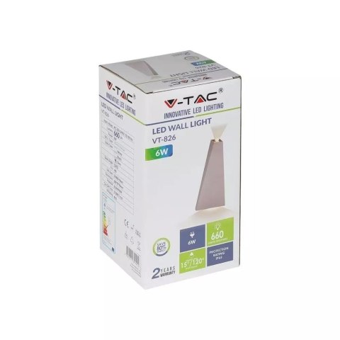 Kinkiet Ścienny V-TAC 6W LED Szary IP65 VT-826 4000K 660lm Kinkiet Ścienny V-TAC 6W LED Szary IP65 VT-826 4000K 660lm