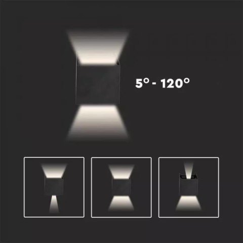 Oprawa Ścienna V-TAC 12W LED Góra Dół Regulowana Chip BRIDGELUX Biały Kwadrat IP65 VT-759-12 4000K 1100lm