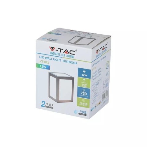 Oprawa Ścienna V-TAC 12W LED IP65 Szara VT-822 4000K 750lm Oprawa Ścienna V-TAC 12W LED IP65 Szara VT-822 4000K 750lm