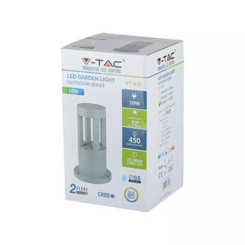 Słupek Ogrodowy V-TAC 10W LED IP65 Szary 25cm VT-830 3000K 450lm