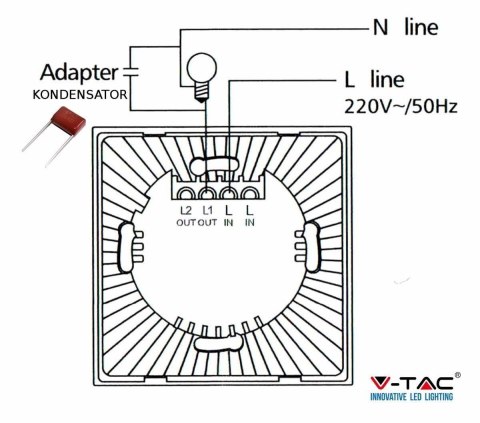 Włącznik Dotykowy Szklany Pojedynczy Biały V-TAC VT-5111