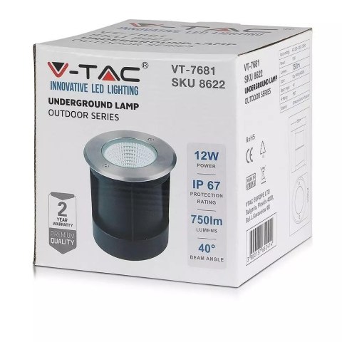 Oprawa Gruntowa Ogrodowa Najazdowa V-TAC 12W LED IP67 40st VT-7681 4000K 750lm