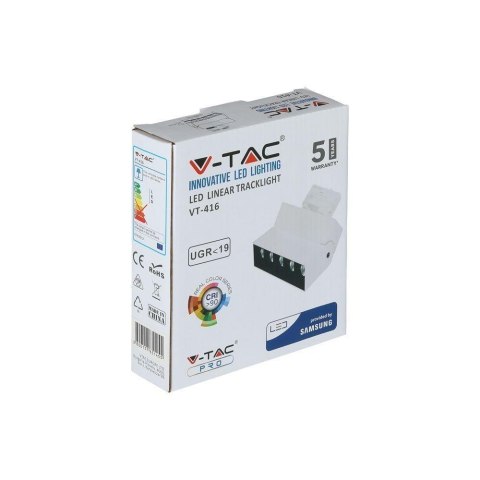 Oprawa Szynosystem 3F V-TAC 12W SAMSUNG CHIP CRI90+ Biała VT-416 2700K 960lm 5 Lat Gwarancji