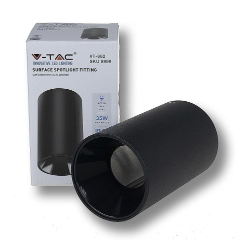 Oprawa Sufitowa V-TAC GU10 Okrągła Natynkowa Tuba Czarny+Czarny 80x140mm VT-882RD-B 3 Lata Gwarancji