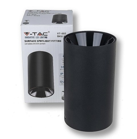 Oprawa Sufitowa V-TAC GU10 Okrągła Natynkowa Tuba Czarny+Czarny 80x140mm VT-882RD-B 3 Lata Gwarancji