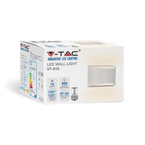 Kinkiet Ścienny V-TAC 9W LED Góra Dół Bridgelux Chip Biały IP54 VT-815-W 4000K 1280lm Kinkiet Ścienny V-TAC 9W LED Góra Dół Bridgelux Chip Biały IP54 VT-815-W 4000K 1280lm