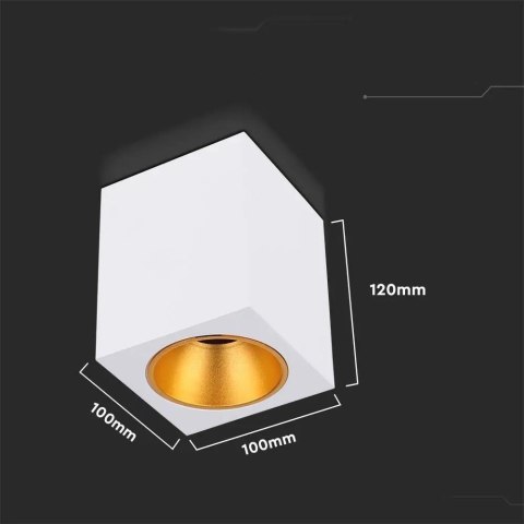 Oprawa V-TAC GU10 Kwadratowa Natynkowa Biała+Złoty 100x100x120cm VT-979SQ 3 Lata Gwarancji Oprawa V-TAC GU10 Kwadratowa Natynkowa Biała+Złoty 100x100x120cm VT-979SQ 3 Lata Gwarancji