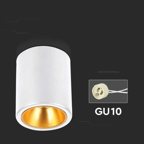 Oprawa V-TAC GU10 Okrągła Natynkowa Tuba Biała+Złoty 98x118mm VT-978RD 3 Lata Gwarancji Oprawa V-TAC GU10 Okrągła Natynkowa Tuba Biała+Złoty 98x118mm VT-978RD 3 Lata Gwarancji