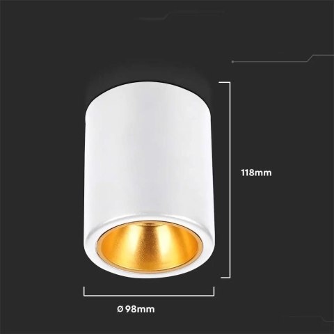 Oprawa V-TAC GU10 Okrągła Natynkowa Tuba Biała+Złoty 98x118mm VT-978RD 3 Lata Gwarancji Oprawa V-TAC GU10 Okrągła Natynkowa Tuba Biała+Złoty 98x118mm VT-978RD 3 Lata Gwarancji