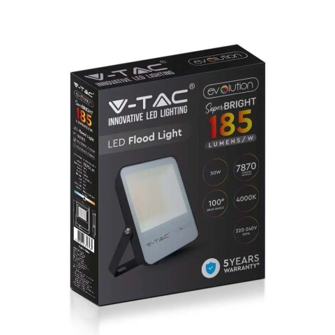 Projektor LED V-TAC 50W G8 Czarny 185Lm/W EVOLUTION VT-50185 4000K 7870lm 5 Lat Gwarancji Projektor LED V-TAC 50W G8 Czarny 185Lm/W EVOLUTION VT-50185 4000K 7870lm 5 Lat Gwarancji