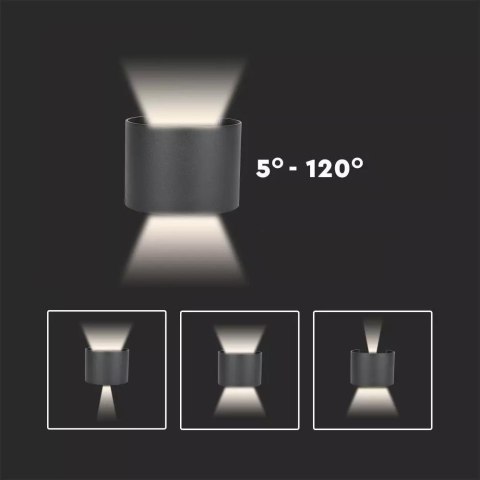 Oprawa Ścienna 5W V-TAC Góra Dół Regulowana Biały Okrągły IP65 Bridgelux VT-756 4000K 700lm