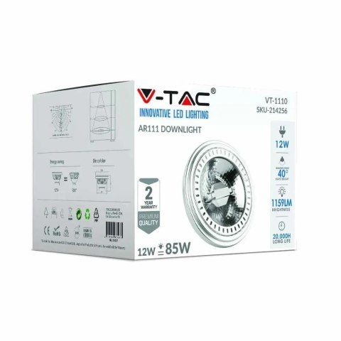 Żarówka LED V-TAC AR111 15W G53 12V 40st COB VT-1110 4000K 1160lm Żarówka LED V-TAC AR111 15W G53 12V 40st COB VT-1110 4000K 1160lm