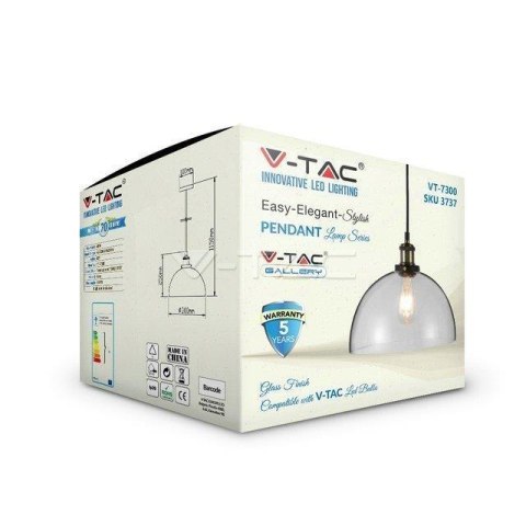 Oprawa Zwieszana V-TAC LOFT Vintage Szkło Transparent fi300 VT-7300 5 Lat Gwarancji Oprawa Zwieszana V-TAC LOFT Vintage Szkło Transparent fi300 VT-7300 5 Lat Gwarancji