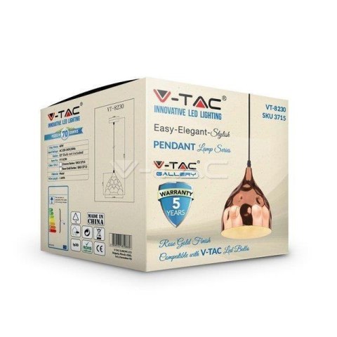 Oprawa Zwieszana V-TAC Różowe Złoto fi230 VT-8230 5 Lat Gwarancji Oprawa Zwieszana V-TAC Różowe Złoto fi230 VT-8230 5 Lat Gwarancji