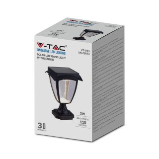 Słupek Ogrodowy Solarny V-TAC 2W LED IP44 25cm VT-983 3000K+6000K 110lm 3 Lata Gwarancji