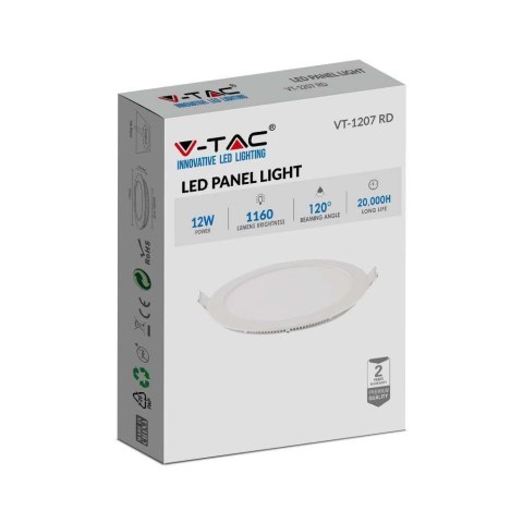 Panel LED V-TAC Premium Downlight 12W Okrągły fi170 VT-1207 6400K 1160lm