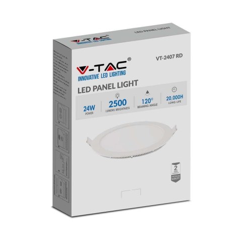 Panel LED V-TAC Premium Downlight 24W Okrągły fi300 VT-2407 4000K 2500lm