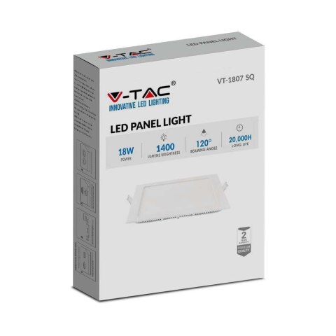 Panel LED V-TAC Premium Downlight 18W Kwadrat 225x225 VT-1807 2700K 1400lm