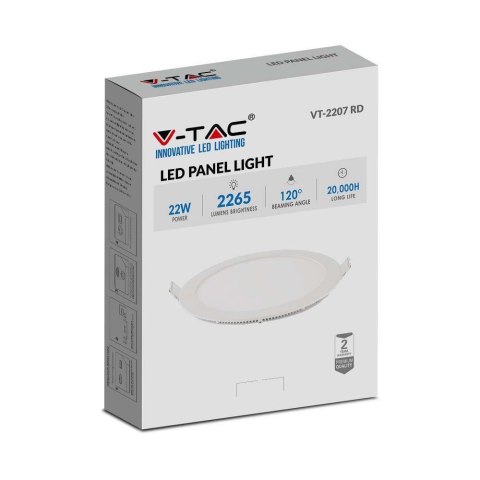 Panel LED V-TAC Premium Downlight 22W Okrągły fi240 VT-2207RD-N 4000K 2265lm