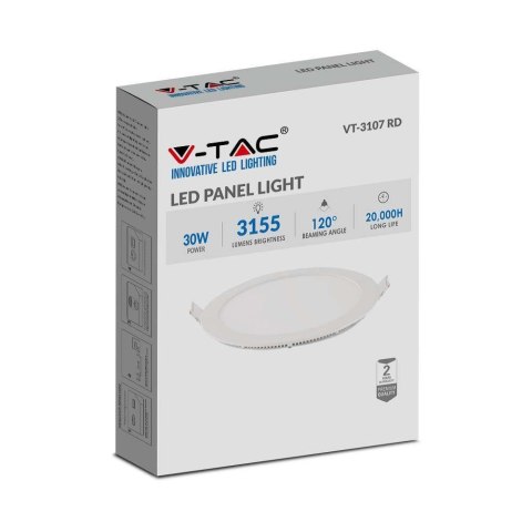 Panel LED V-TAC Premium Downlight 30W Okrągły fi300 VT-3107RD-N 4000K 3155lm