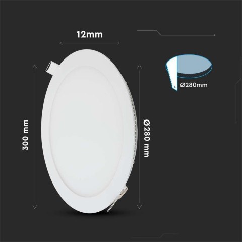 Panel LED V-TAC Premium Downlight 30W Okrągły fi300 VT-3107RD-N 4000K 3155lm