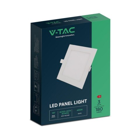 Panel LED V-TAC Premium Downlight 3W Kwadrat 84x84 VT-307 3000K 130lm