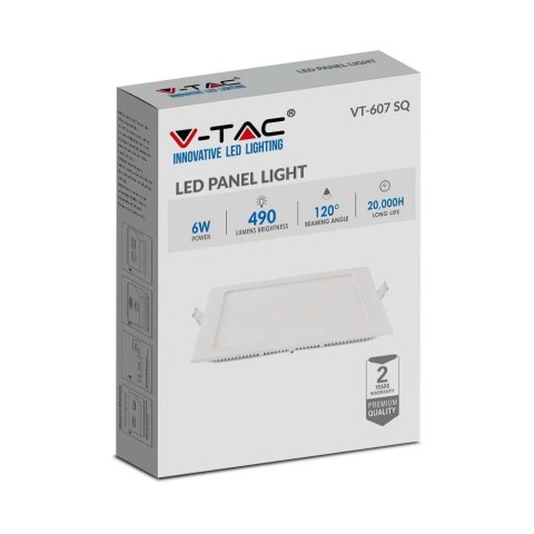 Panel LED V-TAC Premium Downlight 6W Kwadrat 120x120 VT-607 6400K 490lm