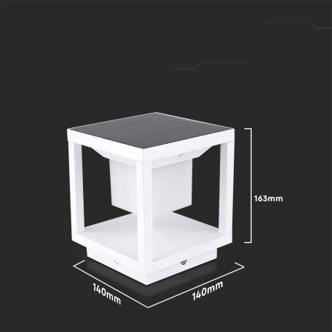Słupek Ogrodowy Solarny V-TAC 2W LED Czujnik Ruchu IP65 Biały VT-11022 3000K 90lm 3 Lata Gwarancji