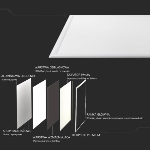 Panel LED Awaryjny CNBOP Batertech 45W 600x600 CRI95+ VT-6245 4000K 3600lm