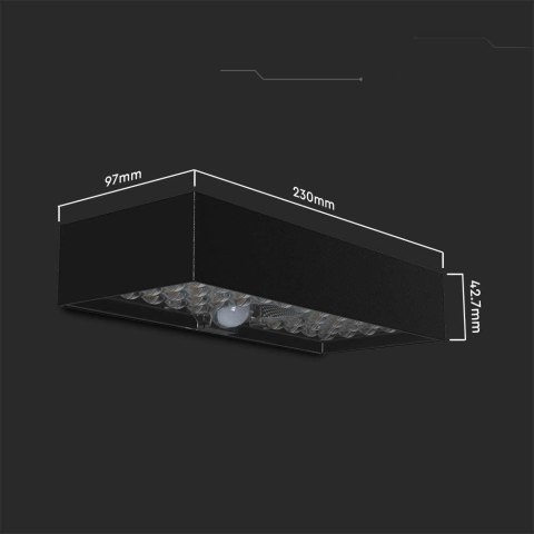 Kinkiet Ogrodowy Ścienny Solarny V-TAC 6W Czujnik Ruchu Czarny VT-406 4000K 900lm