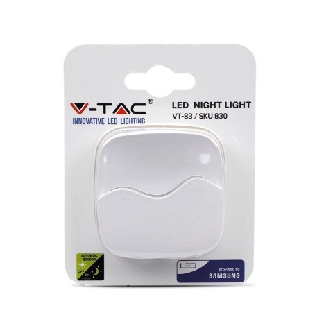 Lampka Nocna do Gniazdka LED V-TAC SAMSUNG CHIP Kwadrat VT-83-SQ 3000K 10lm